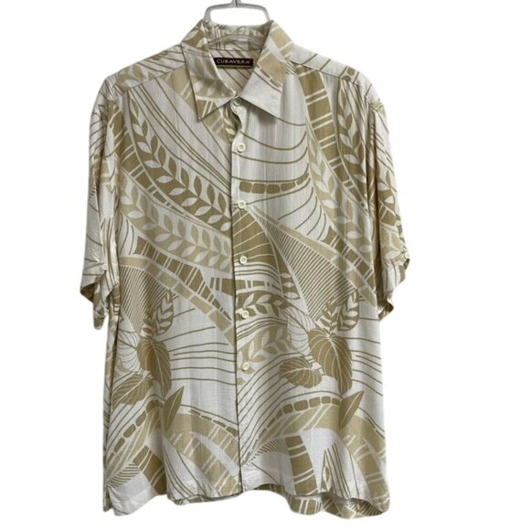 Cubavera Other - Cubavera Men's Beige Tropical Button-Down Shirt Short Sleeve Lightweight Large